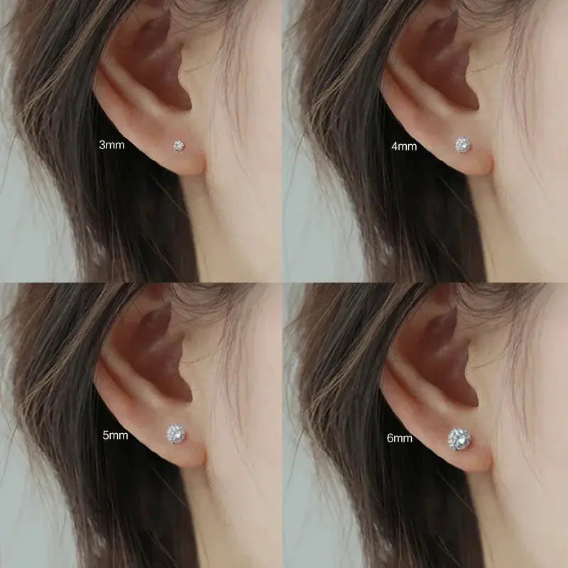 100 Percent Real 925 Sterling Silver Jewelry Women Fashion Clear CZ Stud Earrings Gift For Girls Teens