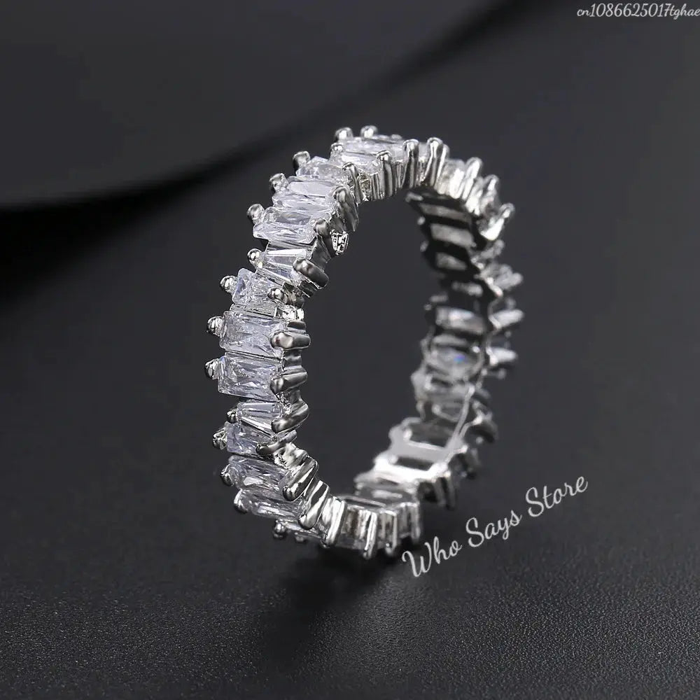 MoonBIFFY Zircon Ring for Women, stainless steel, sparkling clear stones