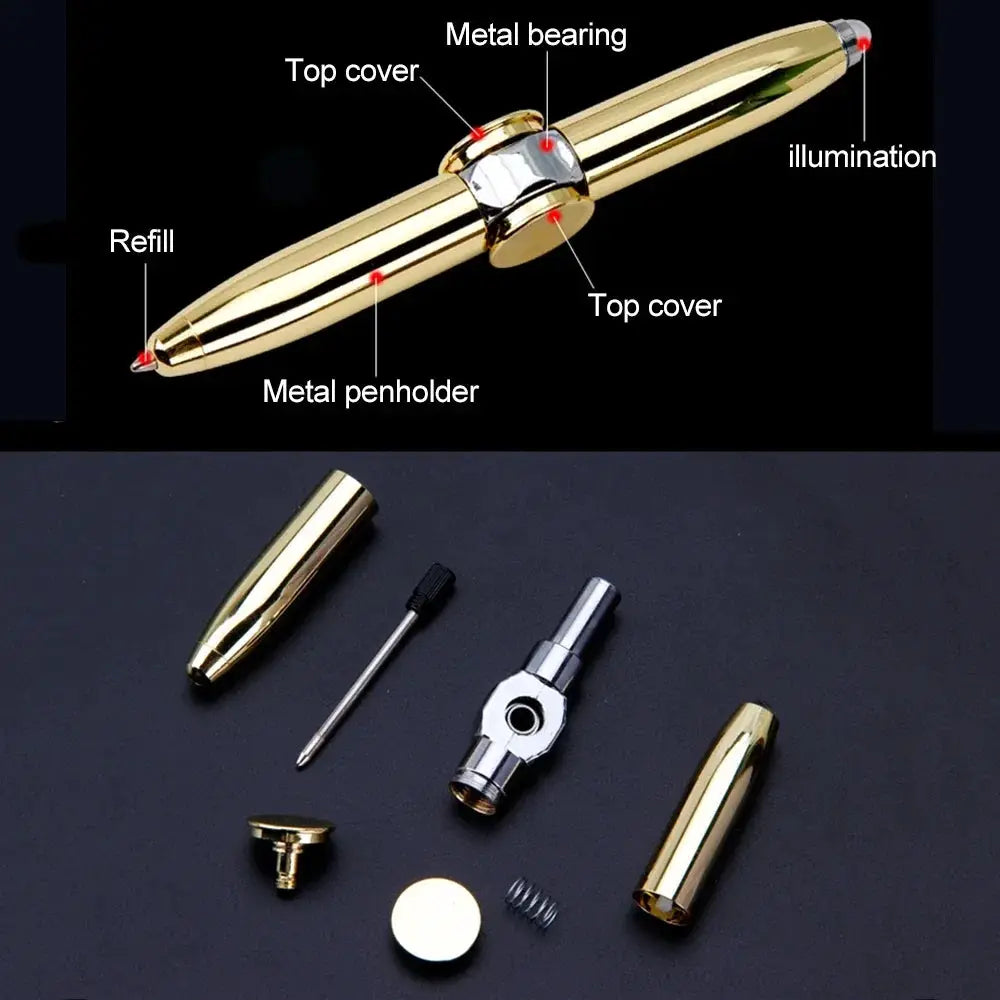 Multifunctional Decompression Finger Rotate Luminous Gyro Pen LED Light Ballpoint Fidget Spinner Gift