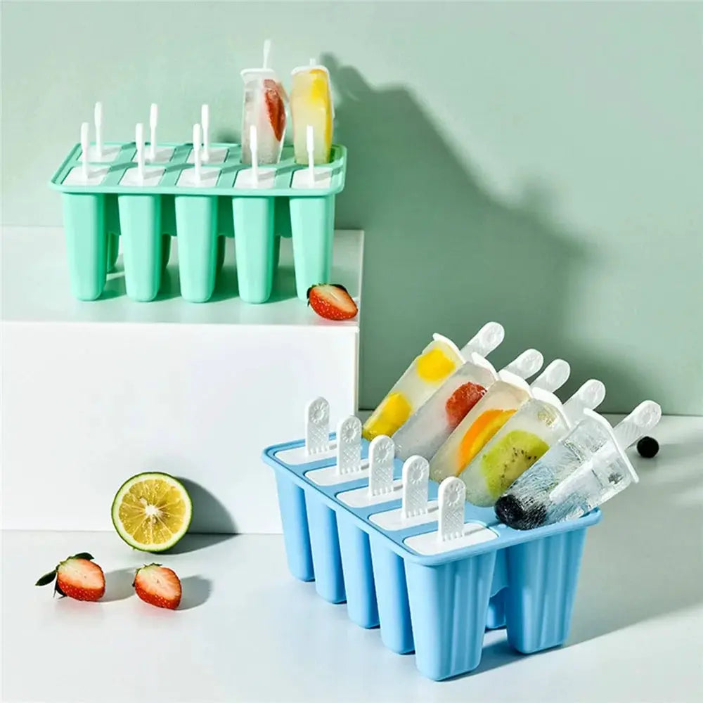 10 Piece Silicone Popsicle Molds BPA Free Easy Release Nonstick Ice Pops Food Grade Durable
