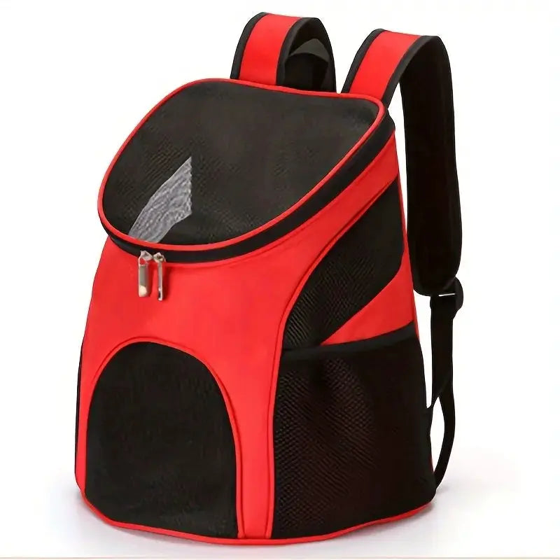 Simples Market portable mesh dog backpack, red/black, breathable foldable large-capacity pet carrier