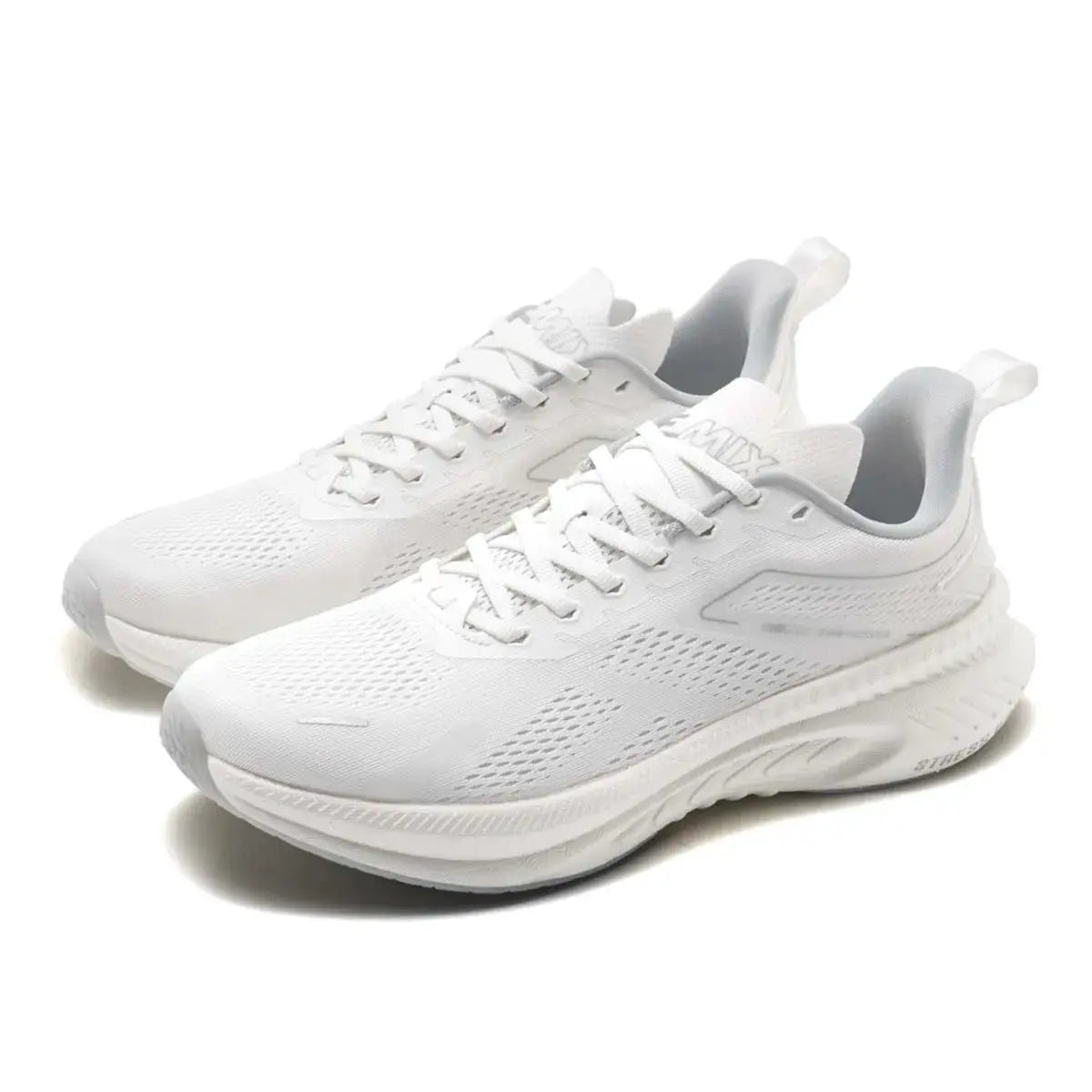 ONEMIX white breathable mesh running shoes, unisex lightweight casual athletic footwear