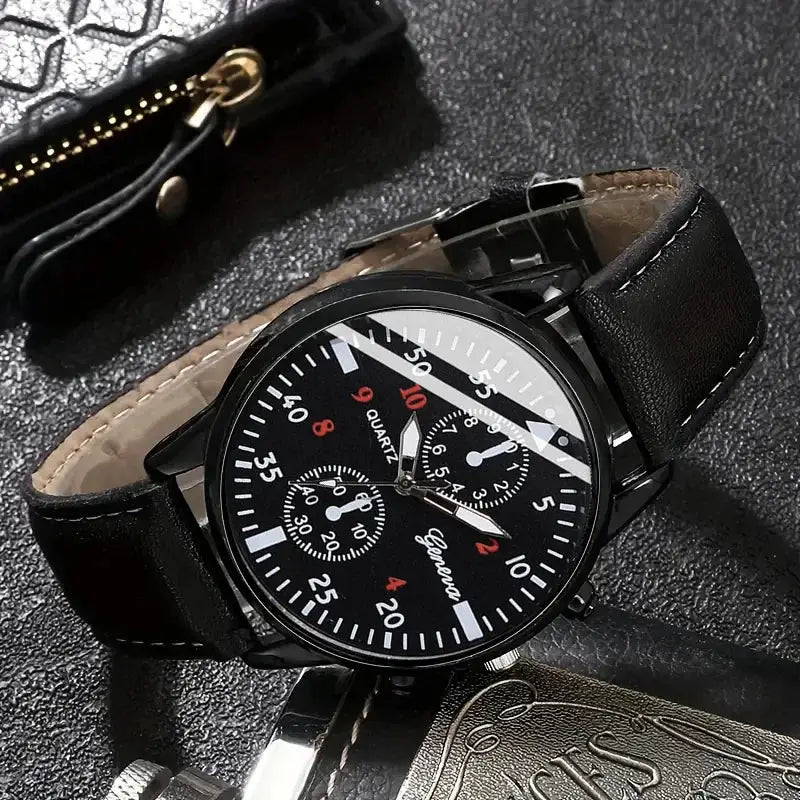 Men's Quartz Watch Sunglasses And Casual Wallet Gift Set Three Piece Versatile Accessory Collection For Men
