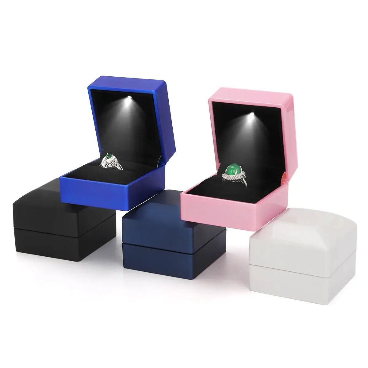 Creative Led Lighting Jewelry Set Ring Pendant Necklace And Bracelet With Light Up Jewelry Box Packaging
