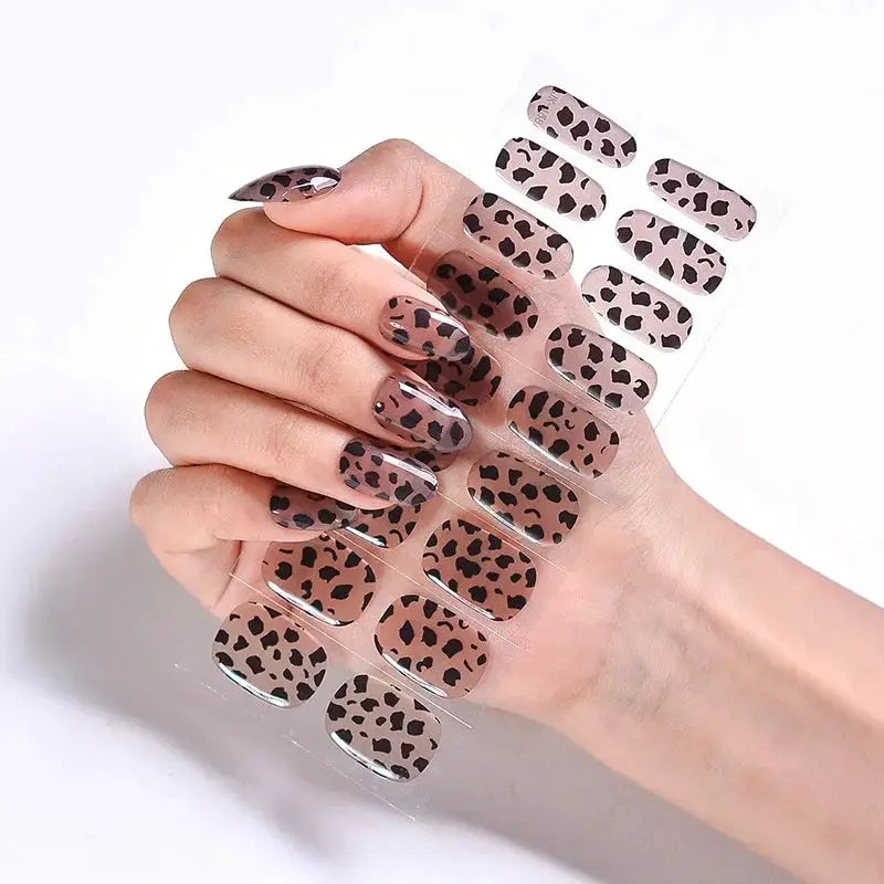 NailLux Semi Cured Nail Wraps For 16 To 20 Tips Easy Full Cover Adhesive Press On Nails Gel Finish UV LED Compatible
