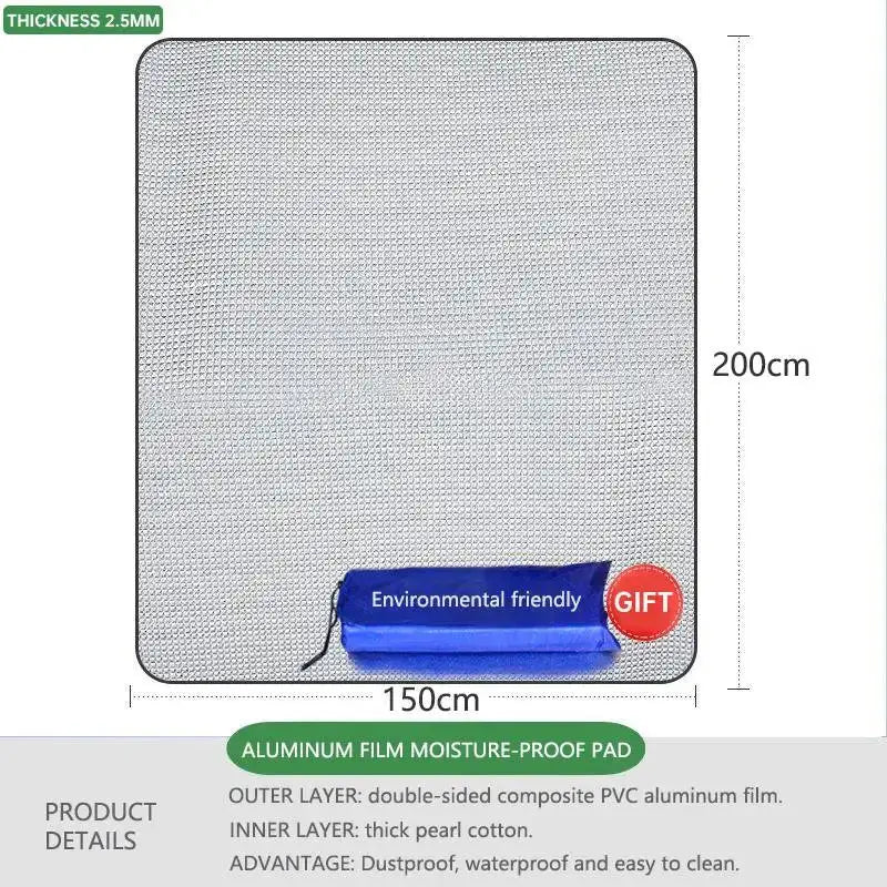 Simples Market outdoor camping foam foil mat, aluminum moisture-proof sleeping pad, 150x200 cm, 2.5 mm thick