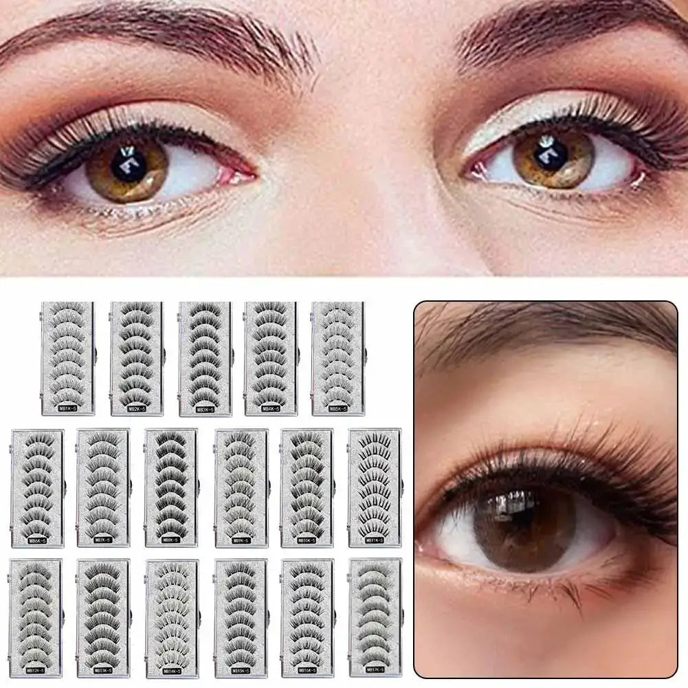 3D Natural Magnetic Eyelashes Set With Five Magnetic Lashes Reusable Handmade False Eyelashes Shipping Box