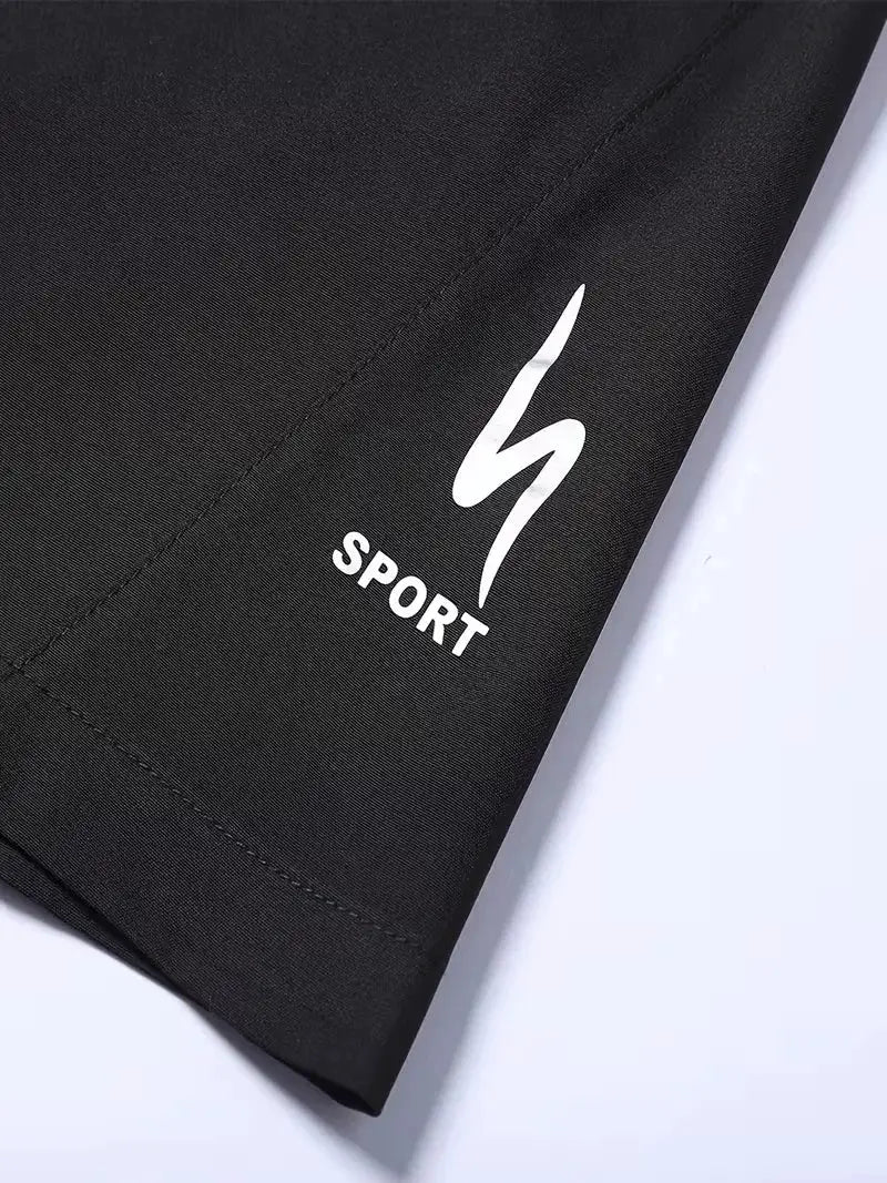 Men's black sport shorts by Simples Market with elastic waistband and breathable fabric