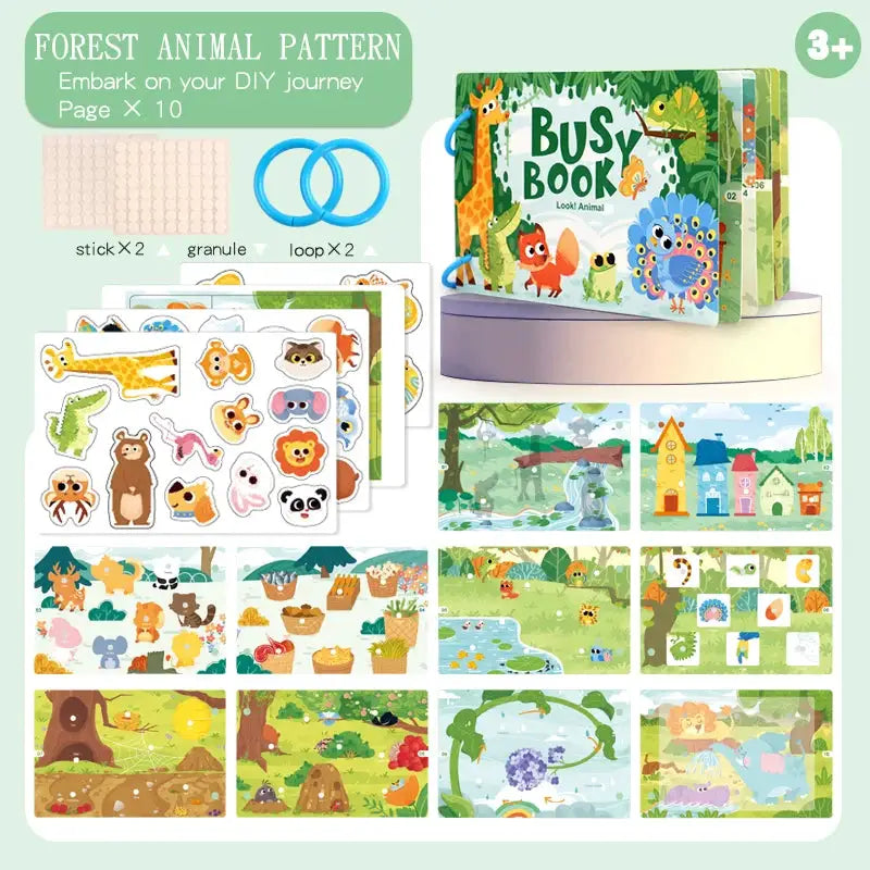 Montessori Quiet Book Kids Puzzle Word Recognition Early Education Toy Book With Stickers Learning Activities