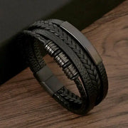 Classic Mens Leather Bracelet Hand Woven Multi Layer Style Fashion Jewelry For Men Durable Casual Accessory