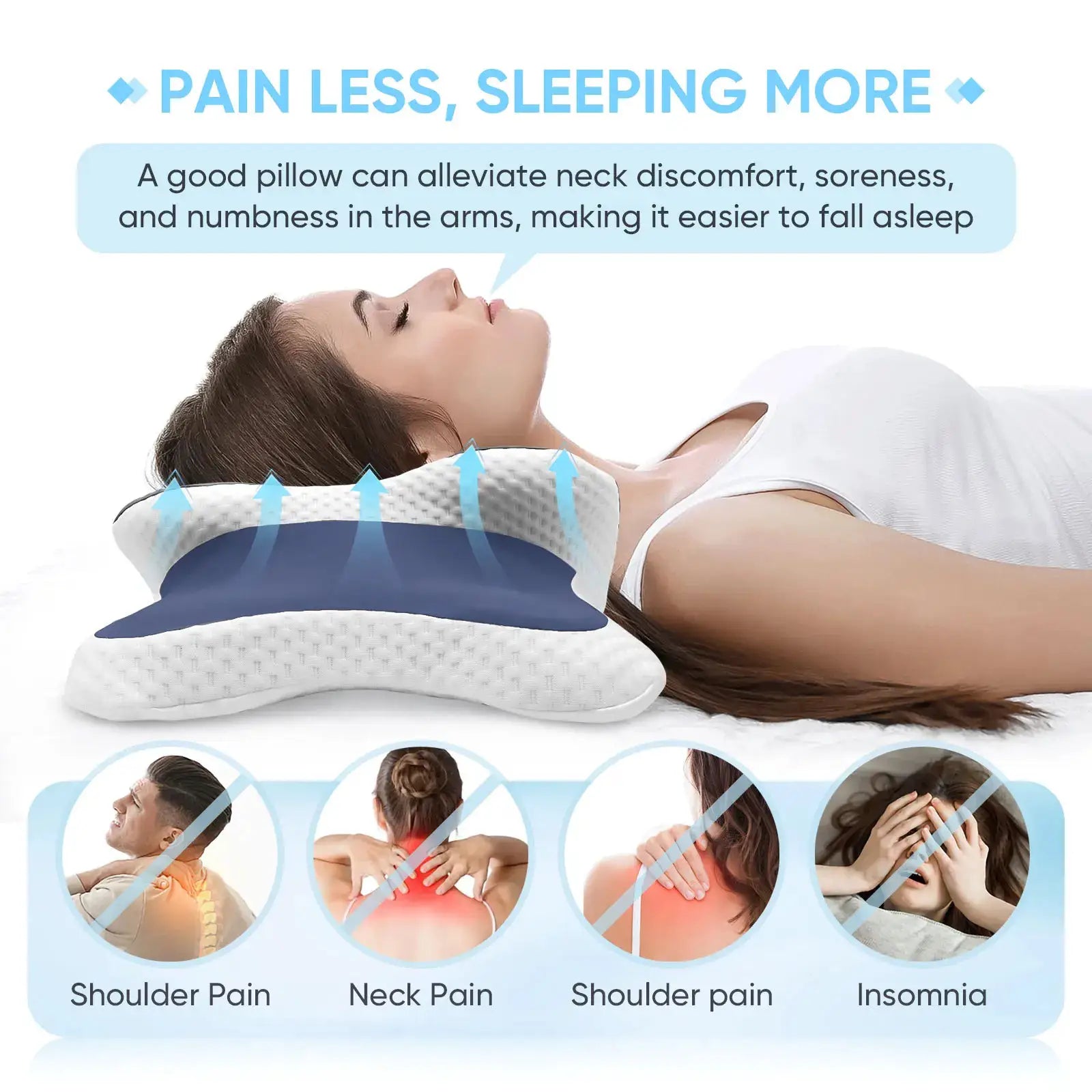 Memory Foam Cervical Pillow For Neck Pain Relief Contour Ergonomic Orthopedic Neck Support For Side Back Sleeper Gift