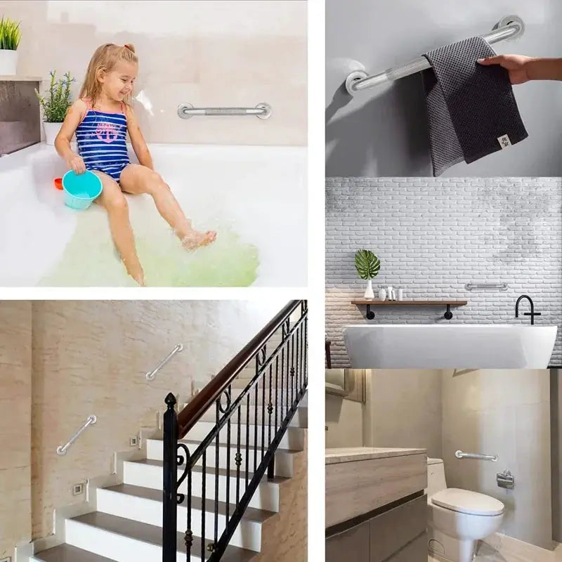Bathroom grab bars set by Simples Market, stainless steel anti-slip rails, 6 bars for tub, toilet, stairs and towel rack