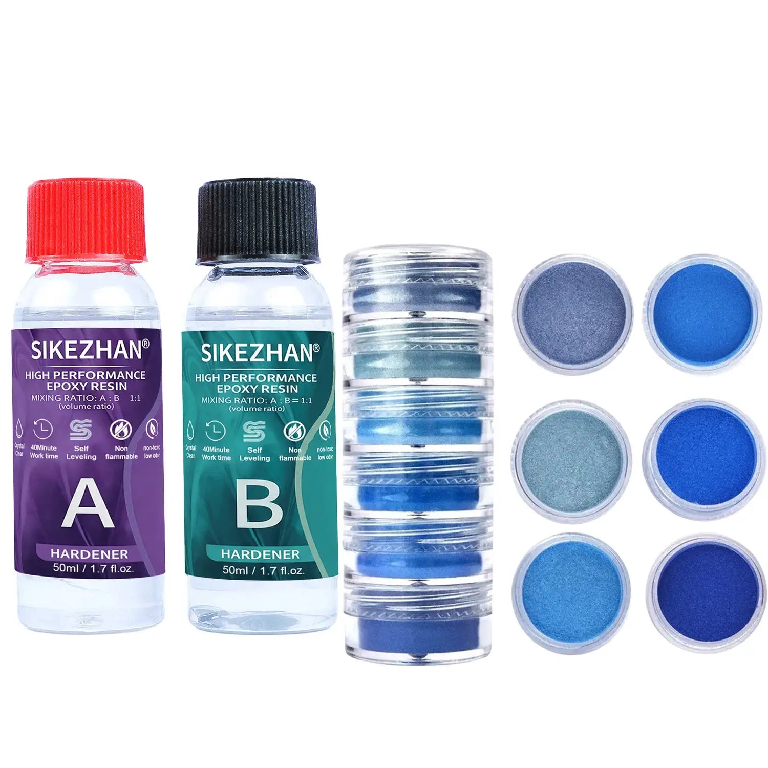 Crystal Clear Epoxy Resin Kit With Six Color Mica Powder And AB Glue For DIY Jewelry Making Nail Art Soap Casting Crafts
