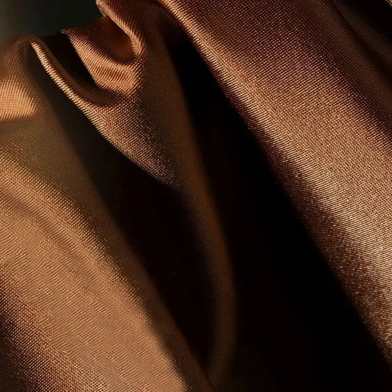 4Pcs men's underwear set in brown ice silk satin fabric; breathable, smooth finish