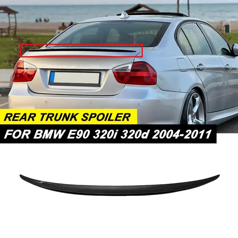 Simples Market carbon fiber look rear trunk spoiler lip for BMW E90 sedan 2004–2011
