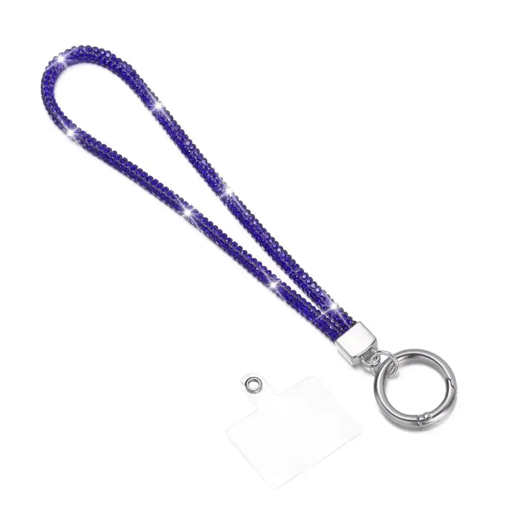 Glitter Rhinestone Phone Lanyard Crystal Wrist Strap Anti Lost Keychain Hanging Accessory For Secure Phone