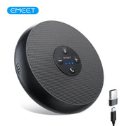 EMEET USB wired conference speakerphone with 2 mics in black and USB dongle included
