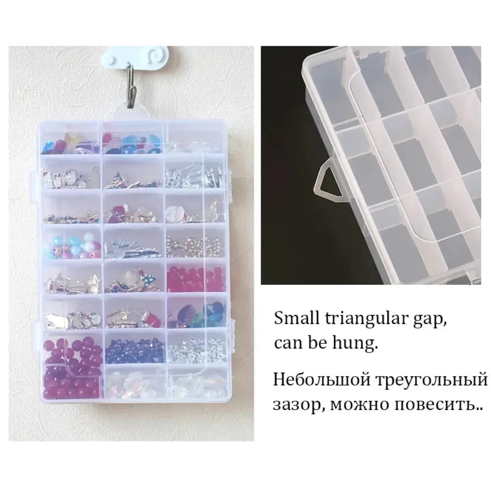 Transparent Plastic Jewelry Box With Adjustable Compartments For Beads Earring And Rectangle Storage Case