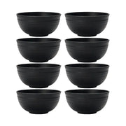 Black Grain Bowls Set 4 6 8 Pcs Reusable Plastic Dinner Bowls For Food Desserts Grains Outdoor Camping
