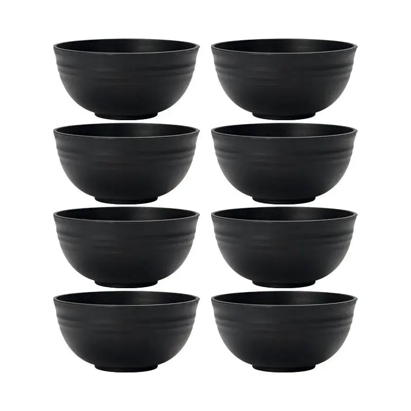 Black Grain Bowls Set 4 6 8 Pcs Reusable Plastic Dinner Bowls For Food Desserts Grains Outdoor Camping