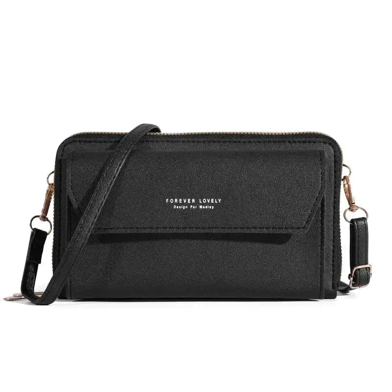 NovaLux Womens PU Material Crossbody Bag With Double Layer Design On One Shoulder For Mobile Phone And Essentials