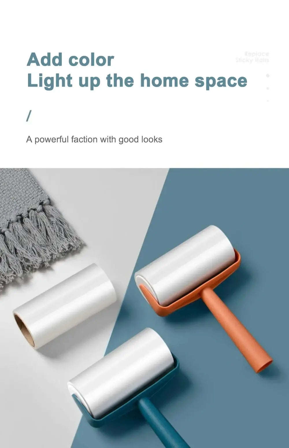 Lint rollers 2-pack by Simples Market with tearable rolls and orange-teal handles.