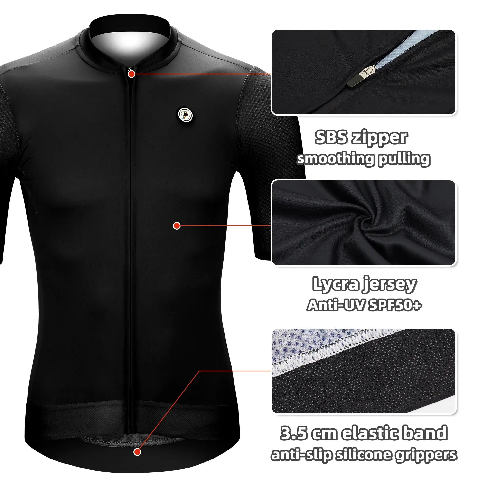 DAREVIE cycling jersey by Simples Market; black long-sleeve SPF50+ breathable maillot for men and women