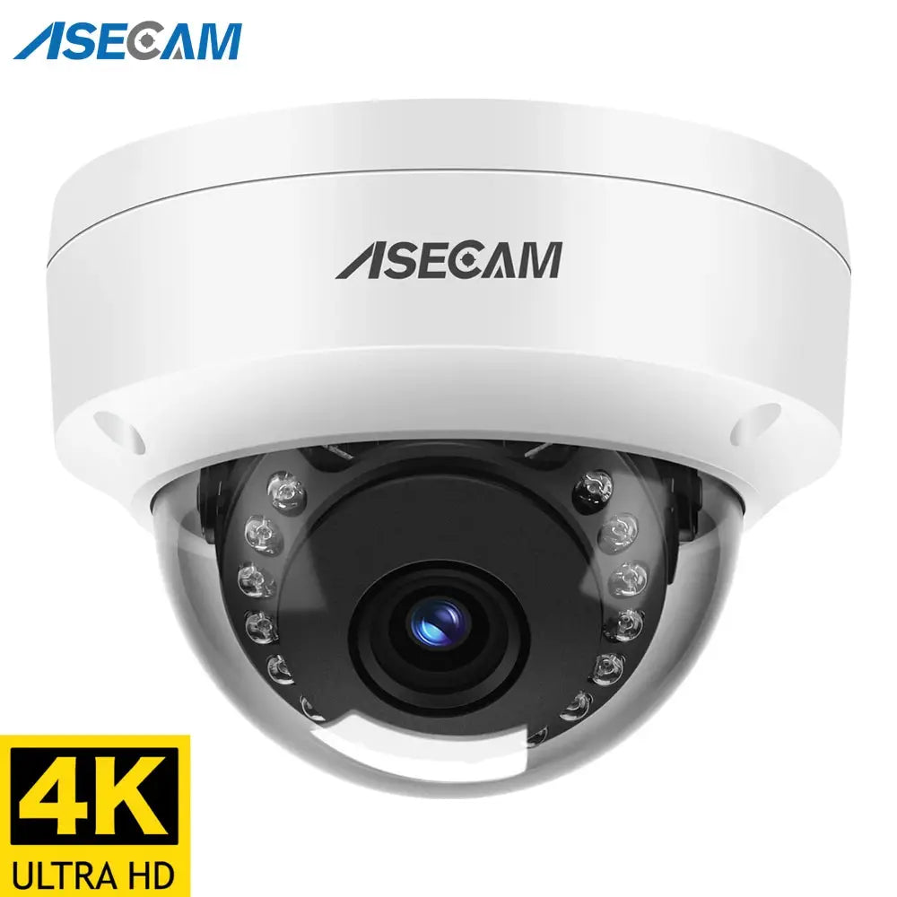 4K Ultra HD IP dome security camera by ASECAM, outdoor IK10 metal housing, PoE ONVIF.