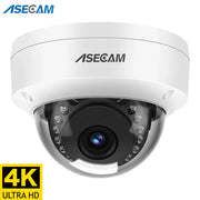 4K Ultra HD IP dome security camera by ASECAM, outdoor IK10 metal housing, PoE ONVIF.