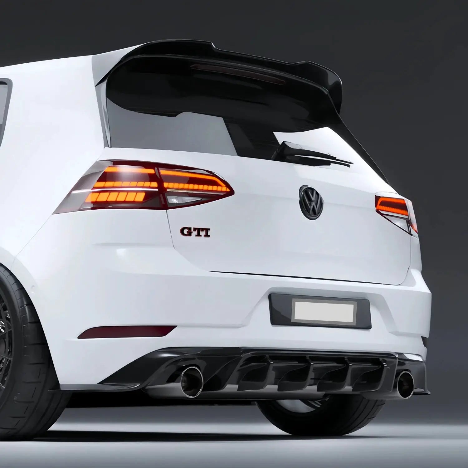 Rear roof spoiler wings in gloss black, 2nd-gen Oettinger-style for VW Golf 7 MK7 hatchback