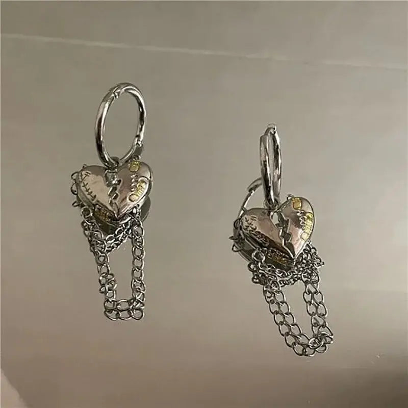 Y2K Irregular Liquid Earrings for Women Silver Geometric Clip Earrings Hip Hop Punk Fashion 2024 Trendy Party Jewelry