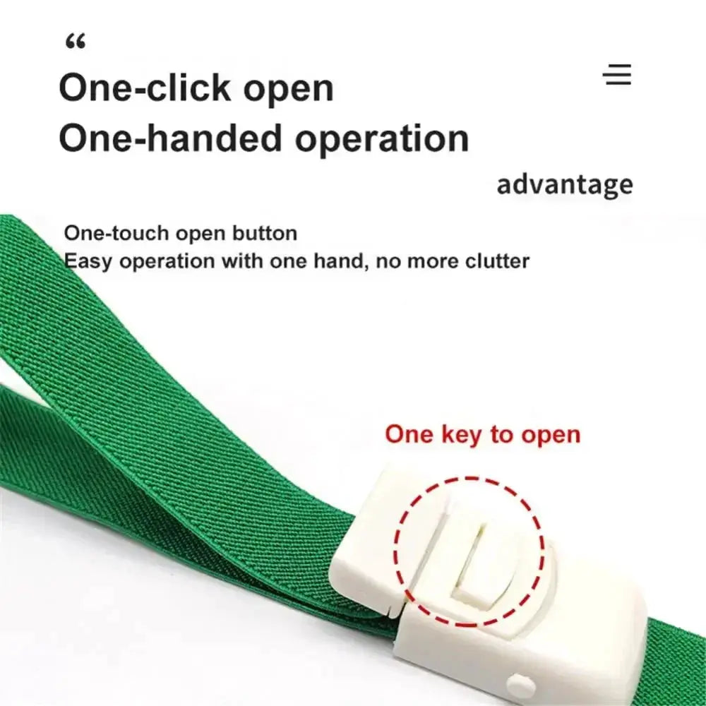 Simples Market emergency tourniquet with green webbing strap and white plastic buckle