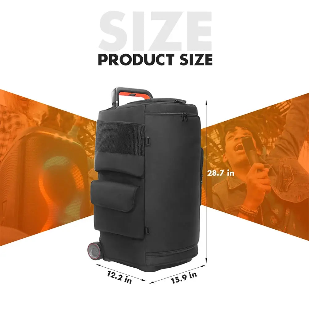 Portable speaker dust case for JBL PartyBox, black carry bag with mic pocket by Simples Market