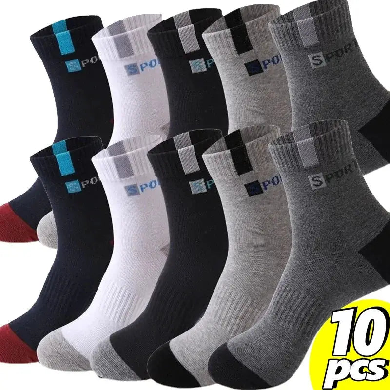 Men's Cotton Socks Breathable Soft Comfort Middle Tube For Running And Sports With Letter Fashion Design Elastic
