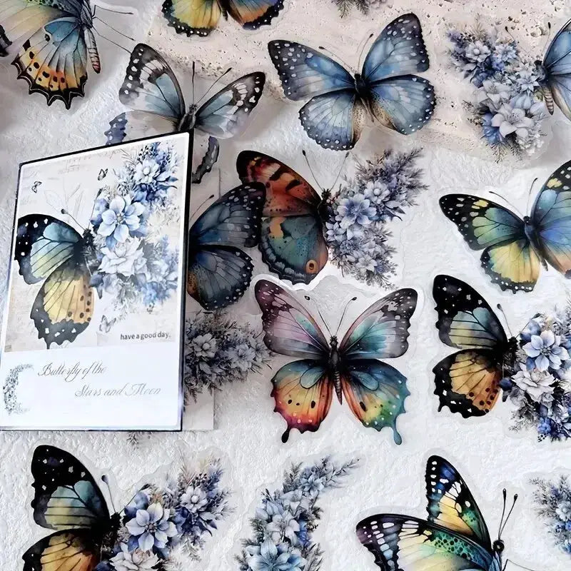 30 Pcs Butterfly and Flower Themed DIY Decorative Sticker Pack for Scrapbooks Journals Planners Labels