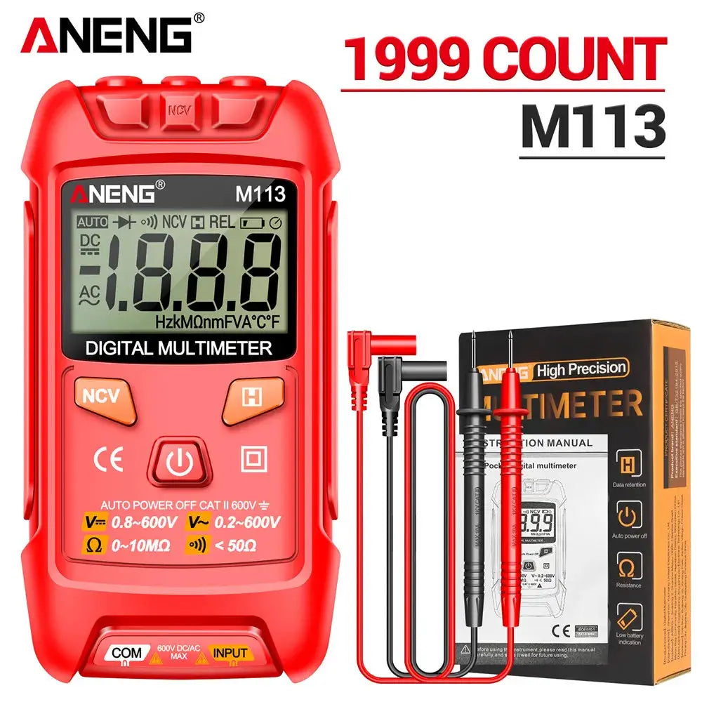 ANENG M113 Intelligent Digital Multimeter 1999 Count AC DC Voltage Ohm NCV Tester Tool