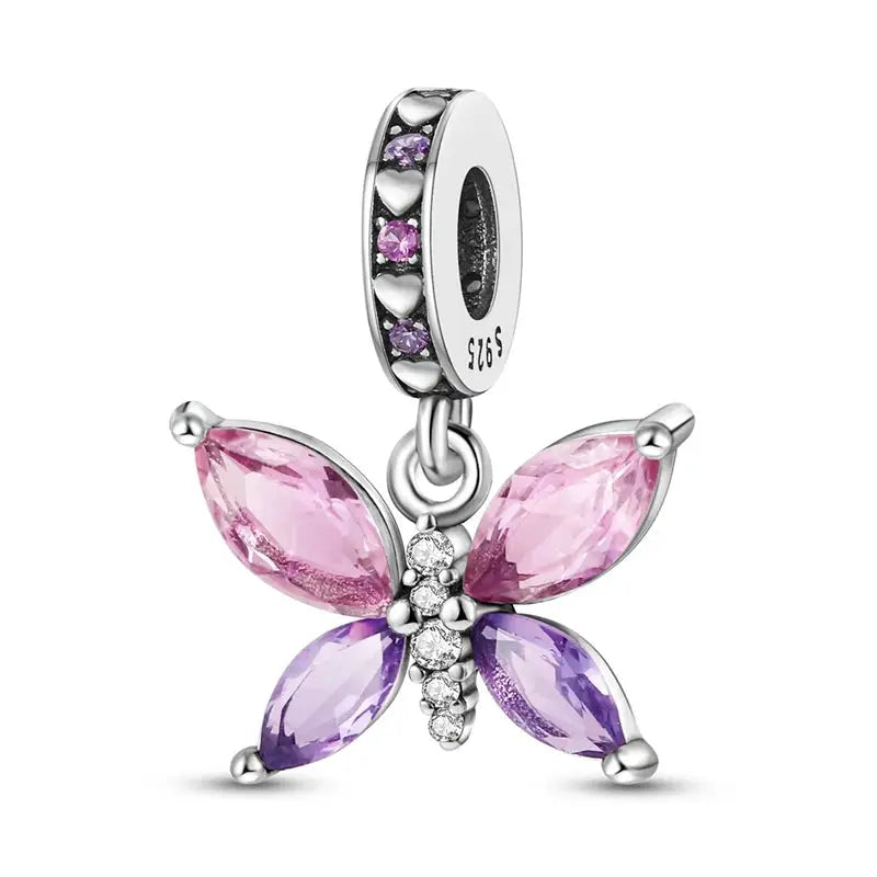 Pink Charms 925 Sterling Silver Heart Bow Perfume Bottle Charms Beads Pendants Fit Bracelet DIY Jewelry Making Women