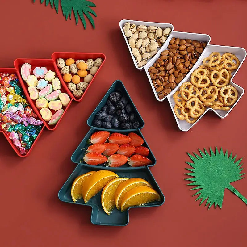 Christmas Tree Shaped Serving Dish Plastic Tableware For Candy Nuts