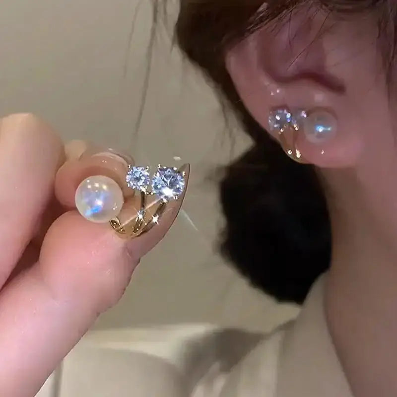 925 Silver Needle Heart Earrings For Women Korean Fashion Crystal Jewelry 2026 Trending Luxury Hoop Earrings