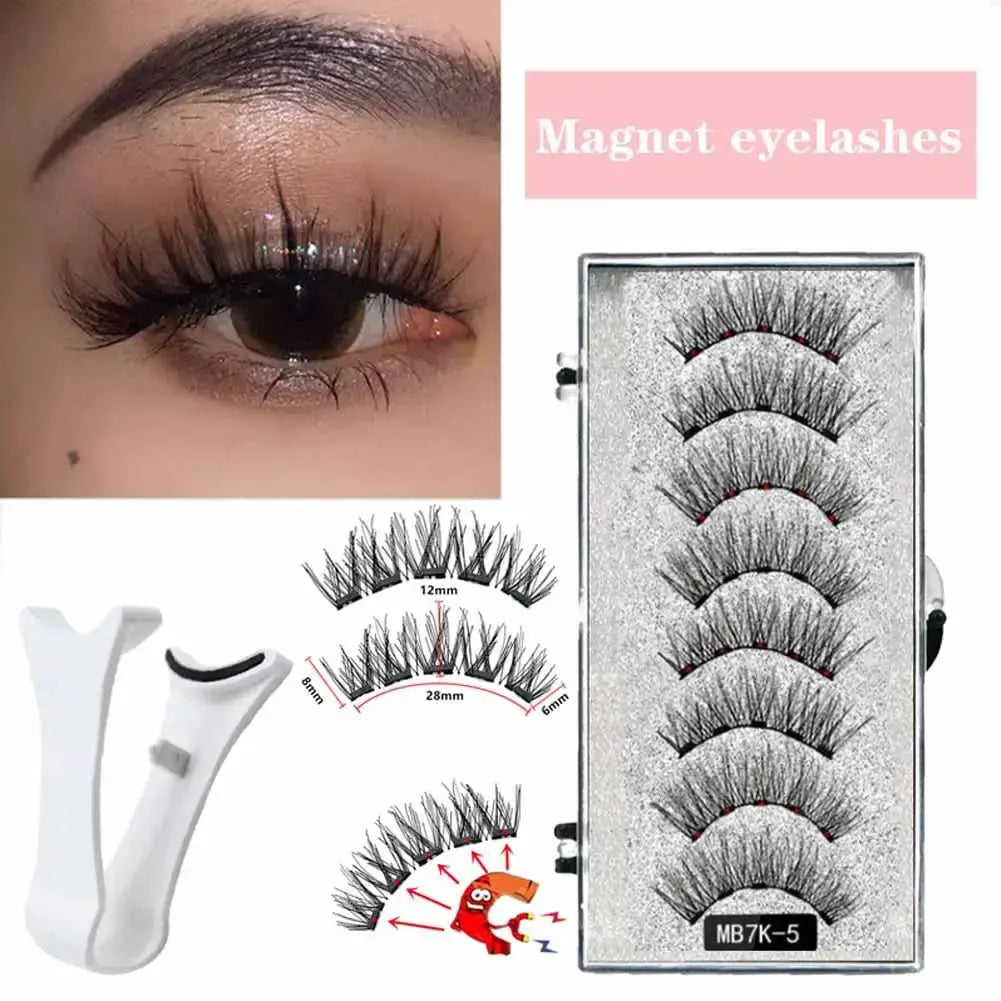 3D Natural Magnetic Eyelashes Set With Five Magnetic Lashes Reusable Handmade False Eyelashes Shipping Box