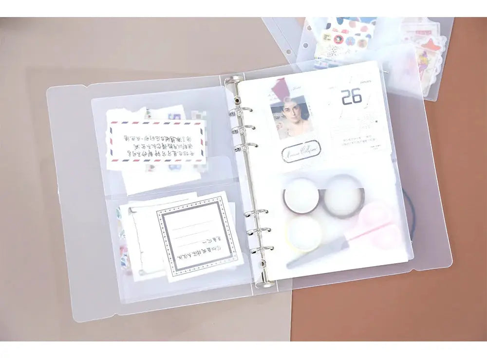 Binder zipper folders, 5pc set, transparent plastic for A5/A6 6-ring notebooks, Simples Market