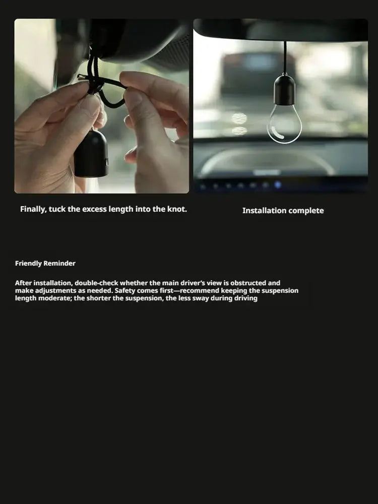 SEAMETAL car rearview mirror ornament, black hanging LED bulb atmosphere lamp for interior decoration