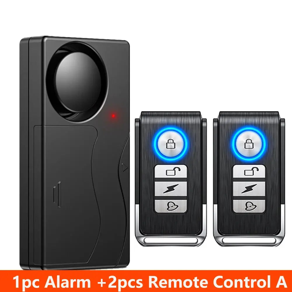 Awapow wireless vibration alarm with 2 black remotes, 110dB door/window security by Simples Market