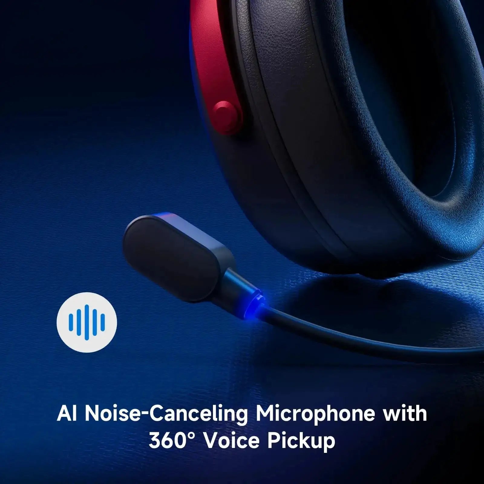 MCHOSE V9 Pro wireless gaming headset by Simples Market with AI noise-canceling mic, blue/black