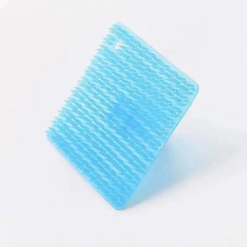 Blue silicone dish scrubber brush with textured bristles for crevices and pots