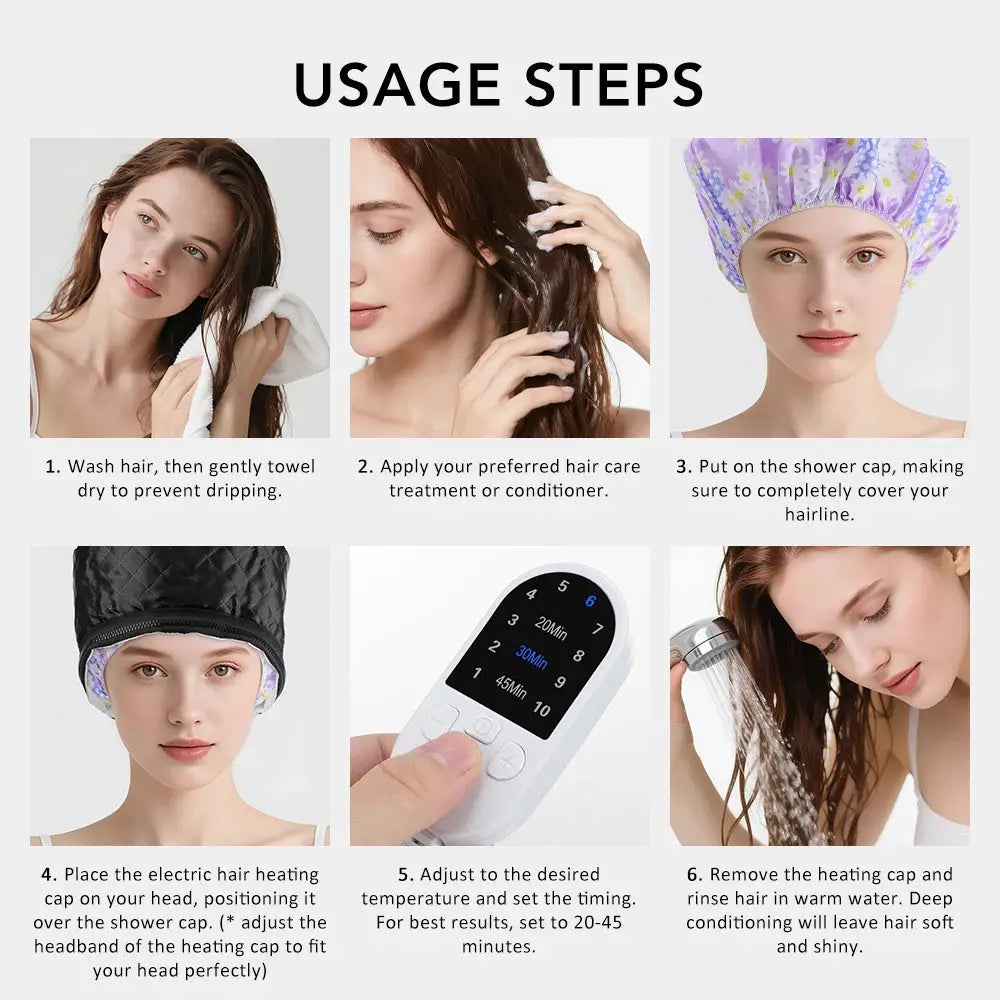 Simples Market 10 Levels Electric Hair Heating Cap, waterproof spa steamer cap for nourishing hair