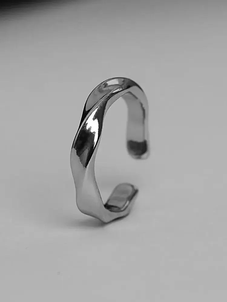 Mobius Wave Ring Silver Alloy Open Ring For Women And Men Retro Minimalist Jewelry Trend Accessory