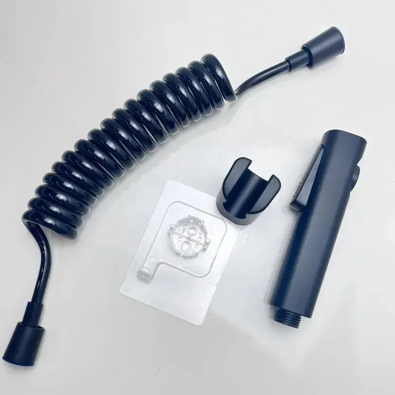 Baokemo toilet bidet sprayer set, black ABS handheld with coiled hose and no-drill bracket by Simples Market