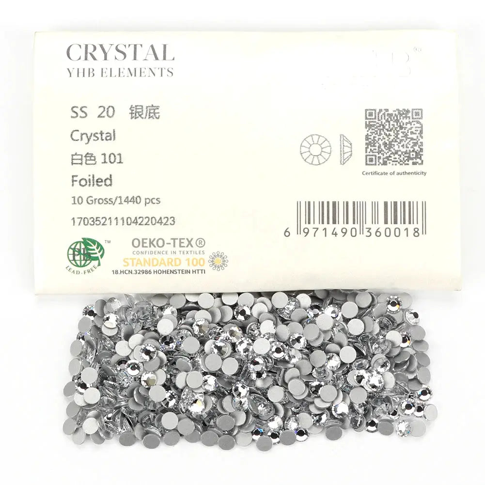 YHB Non Hotfix White Crystal AB Flatback Rhinestones For Nails Decoration DIY Nail Art Cold Fixation Gems