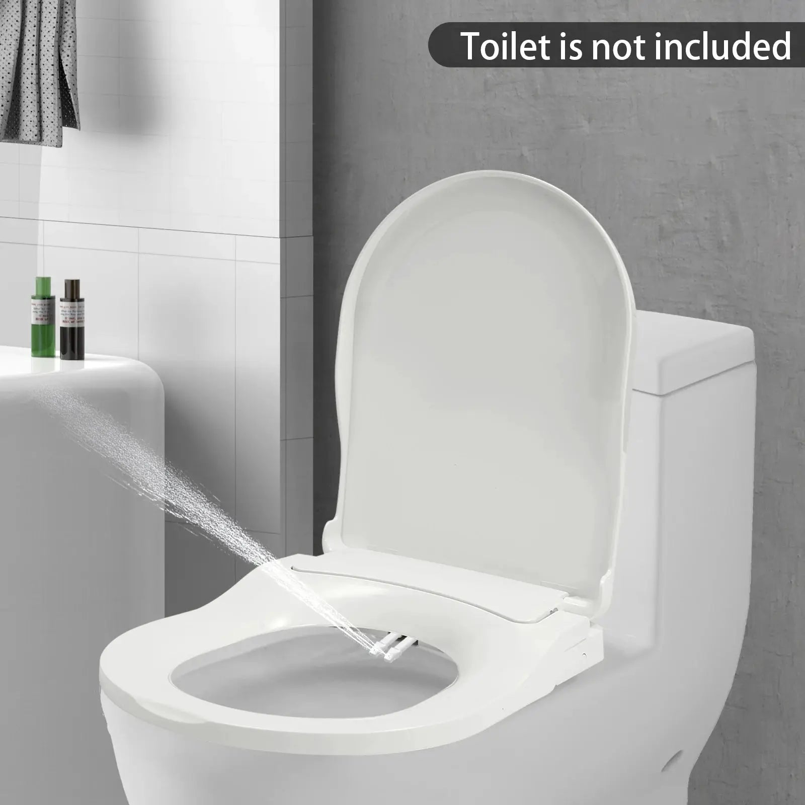 Simples Market non-electric bidet toilet seat for elongated toilets, white with lid open